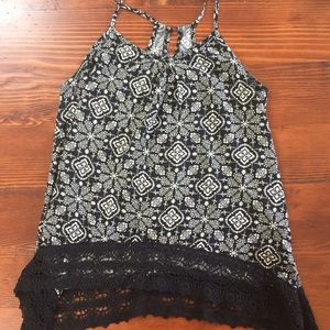 Black Patterned Flowy Tank